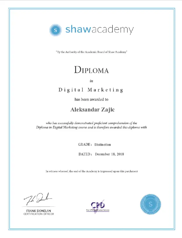 Digital Marketing Diploma, Shaw Academy Dublin