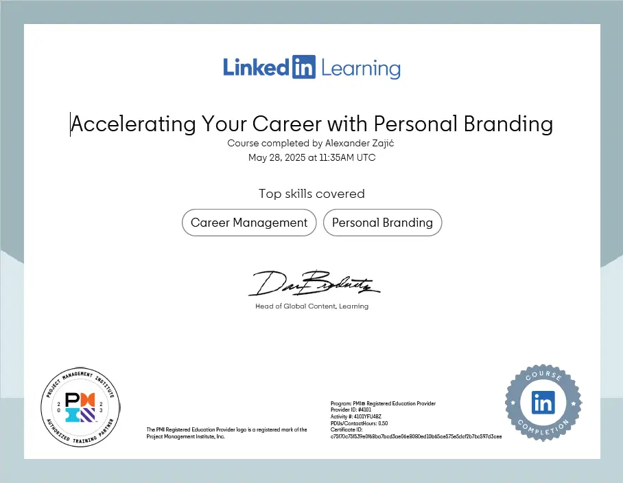 Personal branding certificate, LinkedIn